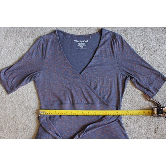 Toad & Co (Horny Toad) - Cue Cafe Wrap Dress in Blue Pattern, size Medium - Picture 9 of 11